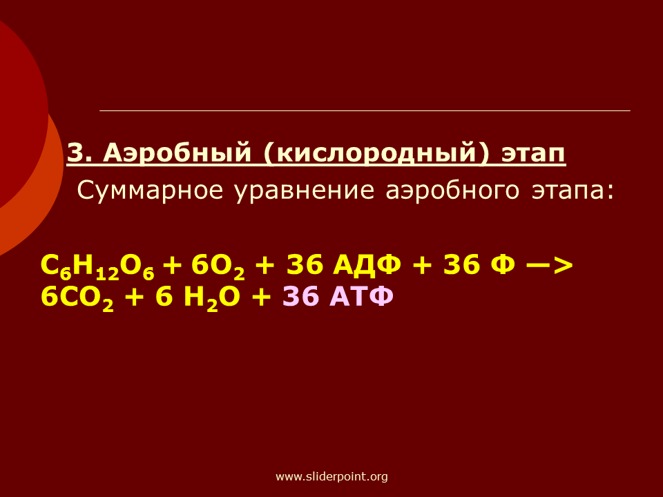 Аэробный кислород. Итоговое суммарное уравнение энергетического обмена. Аэробный этап энергетического обмена. Кислородный этап реакция. Уравнение реакции кислородного этапа энергетического обмена.