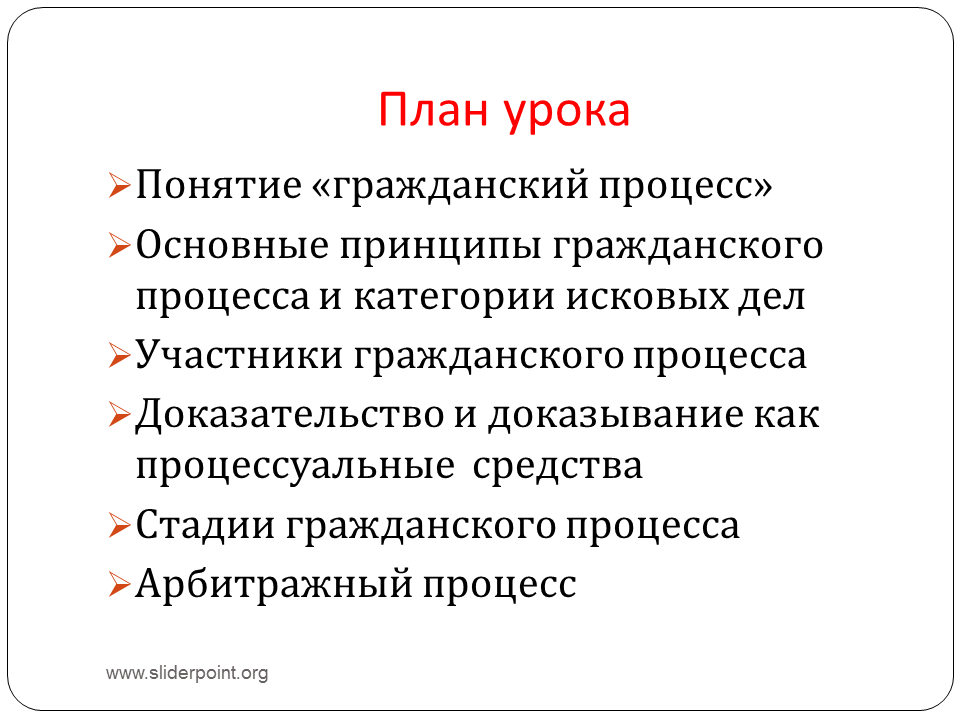 Сложный план гражданский процесс