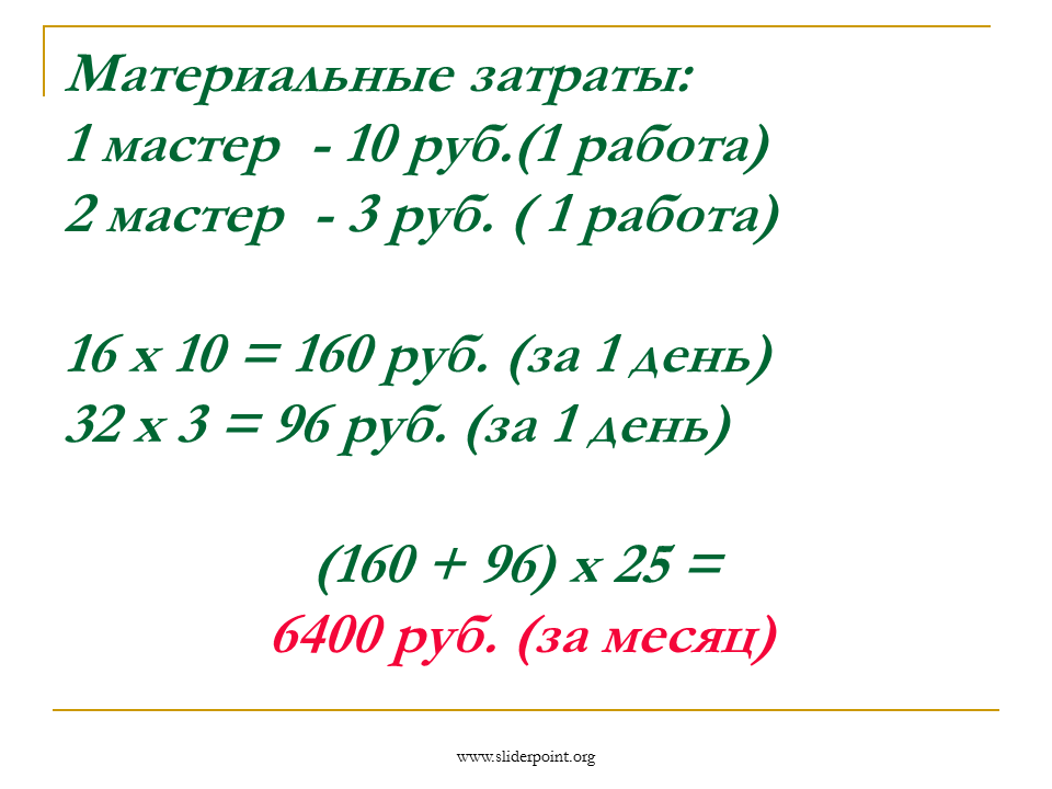 Затраты 1 5 на 1 рубль. Виды доходов №1.