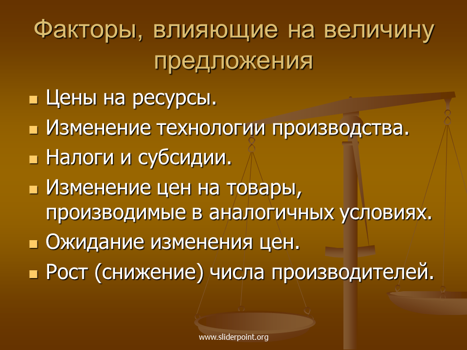 Изменение указанного влияния. Факторы влияющие на величину предложения. Факторы влияющие на предложение. Факторы влияющие на изменение величины предложения. Факторы влияющие на рыночное предложение.