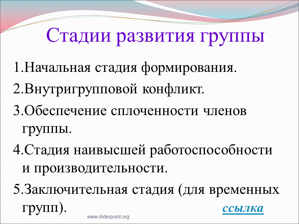 Фазы развития группы