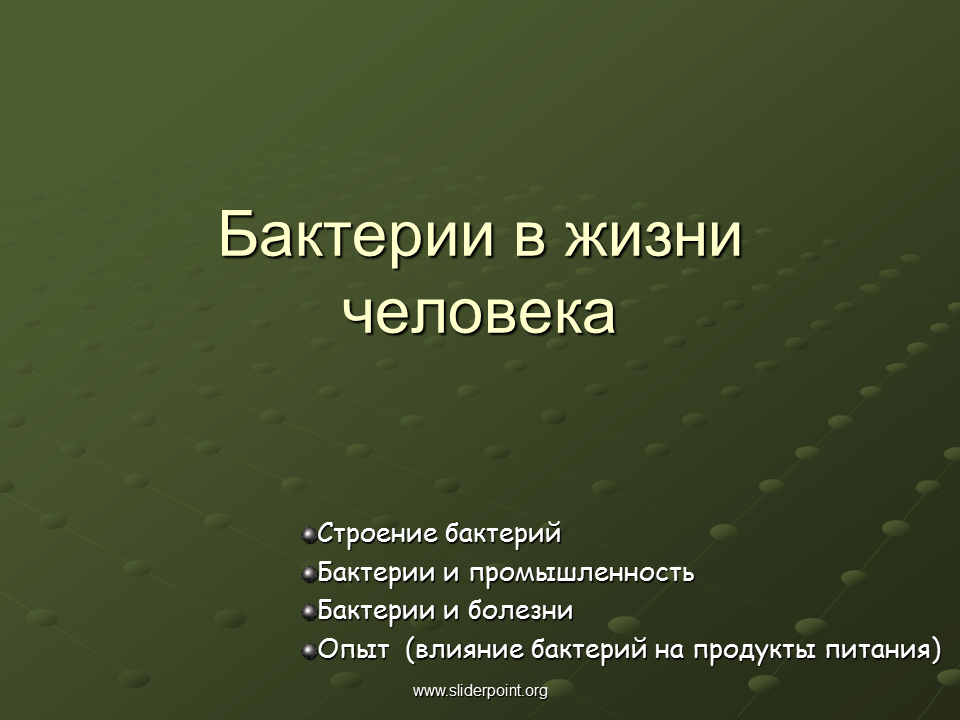 Роль бактери в природе. Презентация бактерий в жизни человека