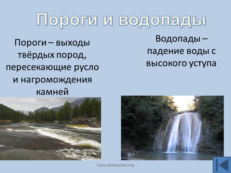 Определение понятий река. Пороги и водопады. Образование порогов и водопадов. Пороги и водопады это в географии. Что такое пороги кратко.