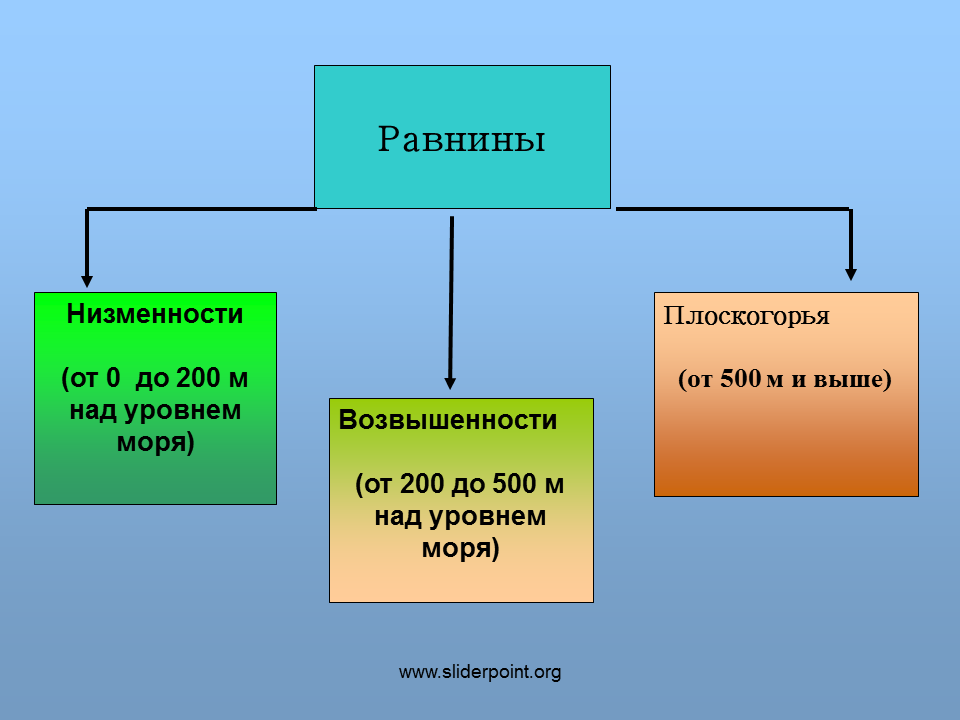 Низменности возвышенности Плоскогорья. Основные формы рельефа суши. Равнины низменности до 200 м. Низменности до 200м. План конспект параграфа рельеф земли равнины