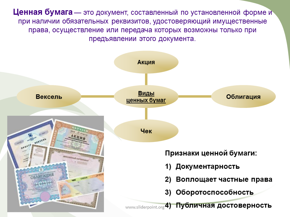 Ценная бумага денежный документ удостоверяющий