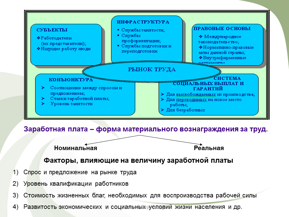 Какой материальной форме можно дать информацию человеку. Субъекты предложения на рынке труда. Факторы влияющие на предложение на рынке труда. Экономические факторы воздействия на рынок труда. Факторы влияющие на величину заработной платы.