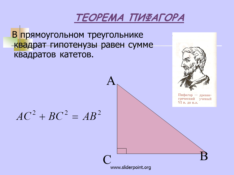 Теорема пифагора формула катета