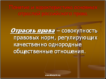 Понятие и характеристика основных отраслей российского права.