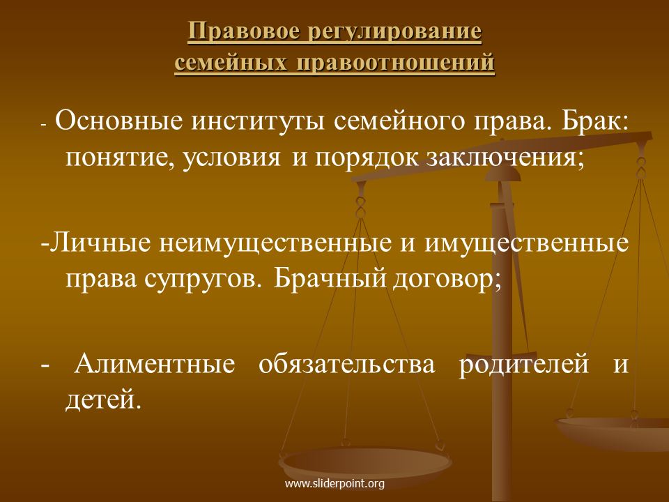 Какую особенность субъектов семейных правоотношений привел автор. Правовые институты в семейном праве.