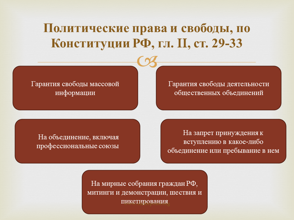 В рф конституционно гарантируется. Политические гарантии прав и свобод человека и гражданина. Политические Пава и суободы.