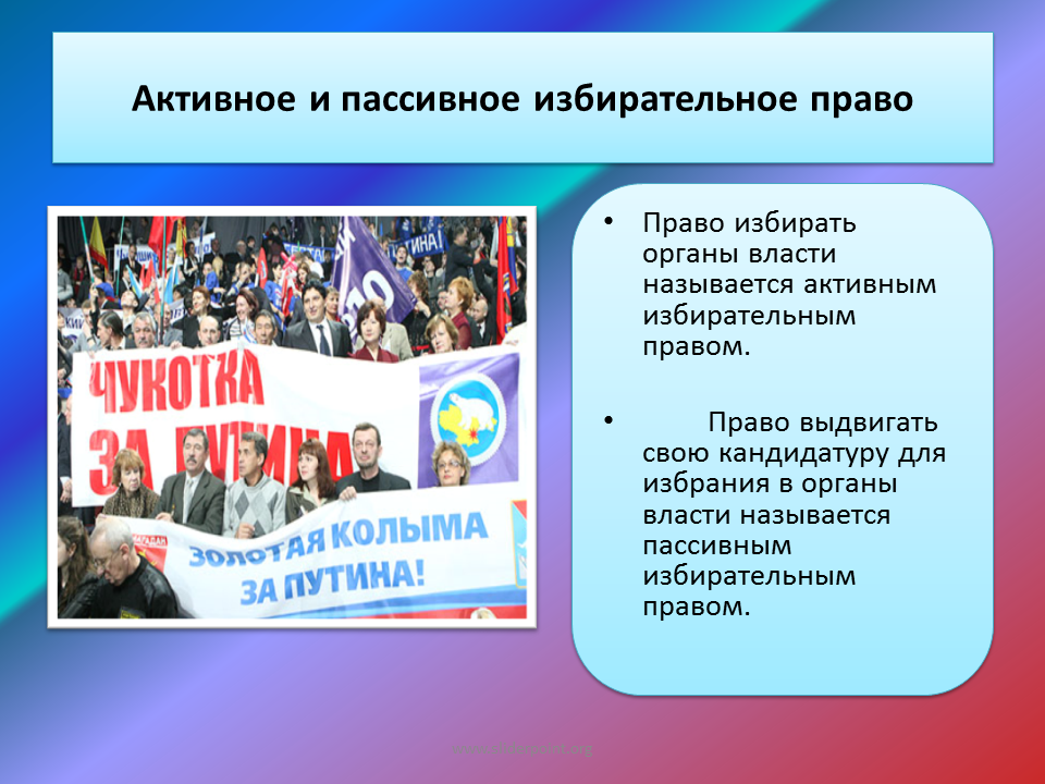 Пассивное избирательное право гражданина рф. Активное и пассивное избирательное право. Избирательное право презентация. Активное избирательное право.