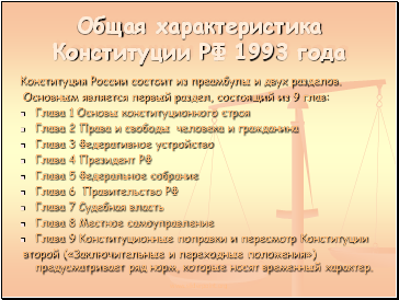 Общая характеристика Конституции РФ 1993 года