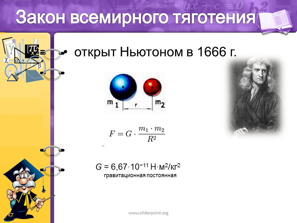 Формула ньютона притяжение. Открытия Ньютона тяготения. Формула закона Всемирного тяготения в физике 9 класс. Сила тяжести Ньютон.