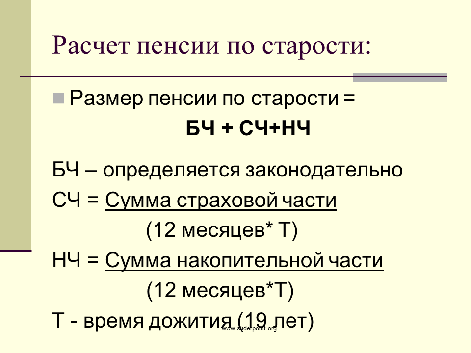 Страховая пенсия по старости определяется по формуле