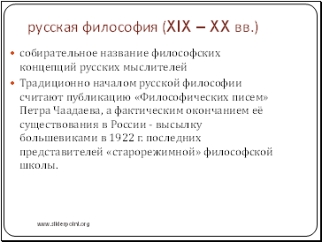 Русская философия (XIX – XX вв.)